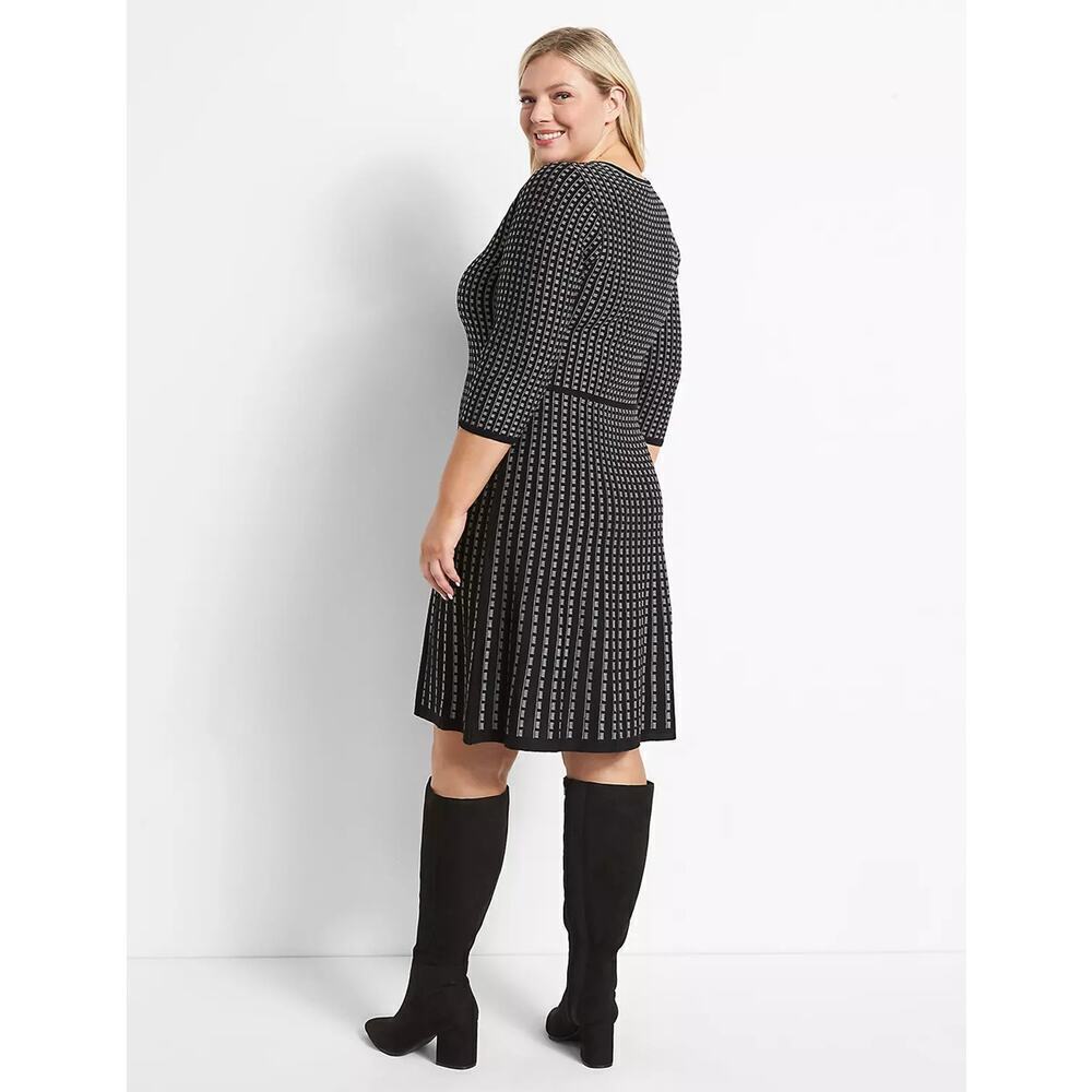 Lane Bryant Fit & Flare Sweater Dress Charcoal Size 14/16 - Picture 2 of 9